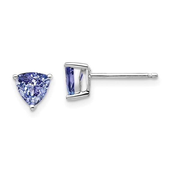 Kazi Luxury 14k White Gold Trillion Tanzanite Post Earrings